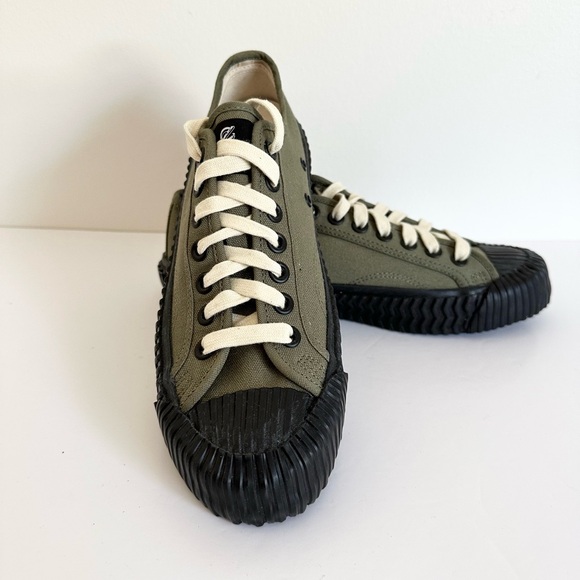 EXCELSIOR Unisex Industrial Classic Army Green Canvas Bolt Low Top Sneakers - Picture 1 of 11